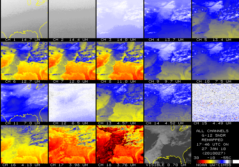 GOES-12 and GOES-13 sounder channel data