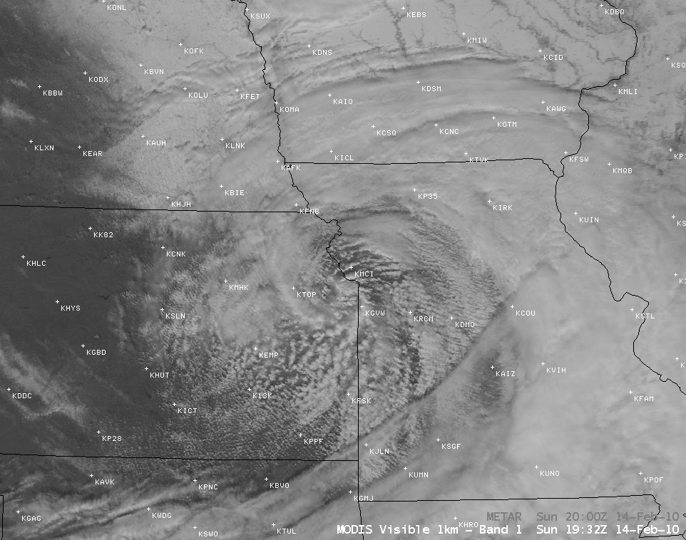 MODIS visible and 11.0 Âµm IR images