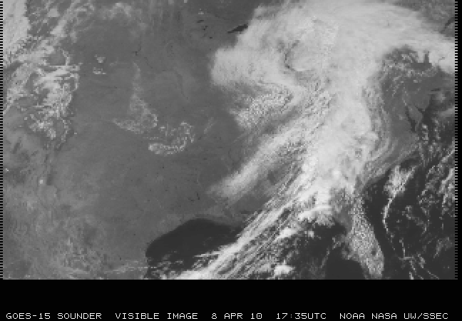 First and second GOES-15 Sounder visible images