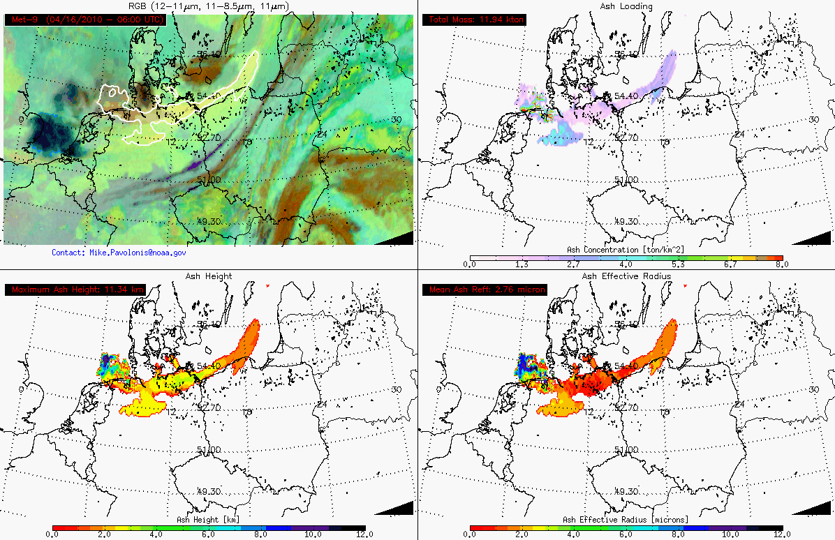 Meteosat-9 volcanic ash products at 06:00 UTC on 16 April