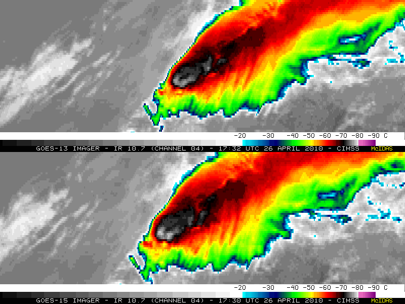 GOES-13 and GOES-15 10.7 Âµm IR images