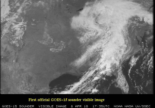 First official GOES-15 Sounder visible image (click to enlarge)