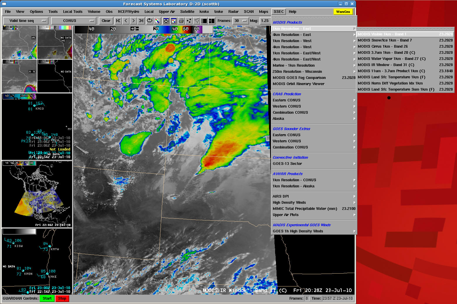 AWIPS menu of 1-km resolution MODIS products from CIMSS