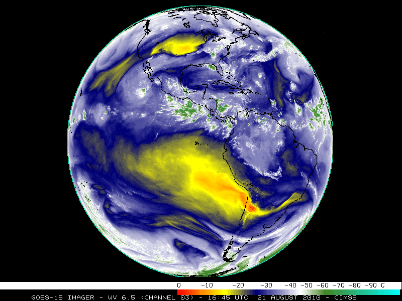 GOES-15 full disk 6.5 Âµm water vapor images (at 30-minute intervals)