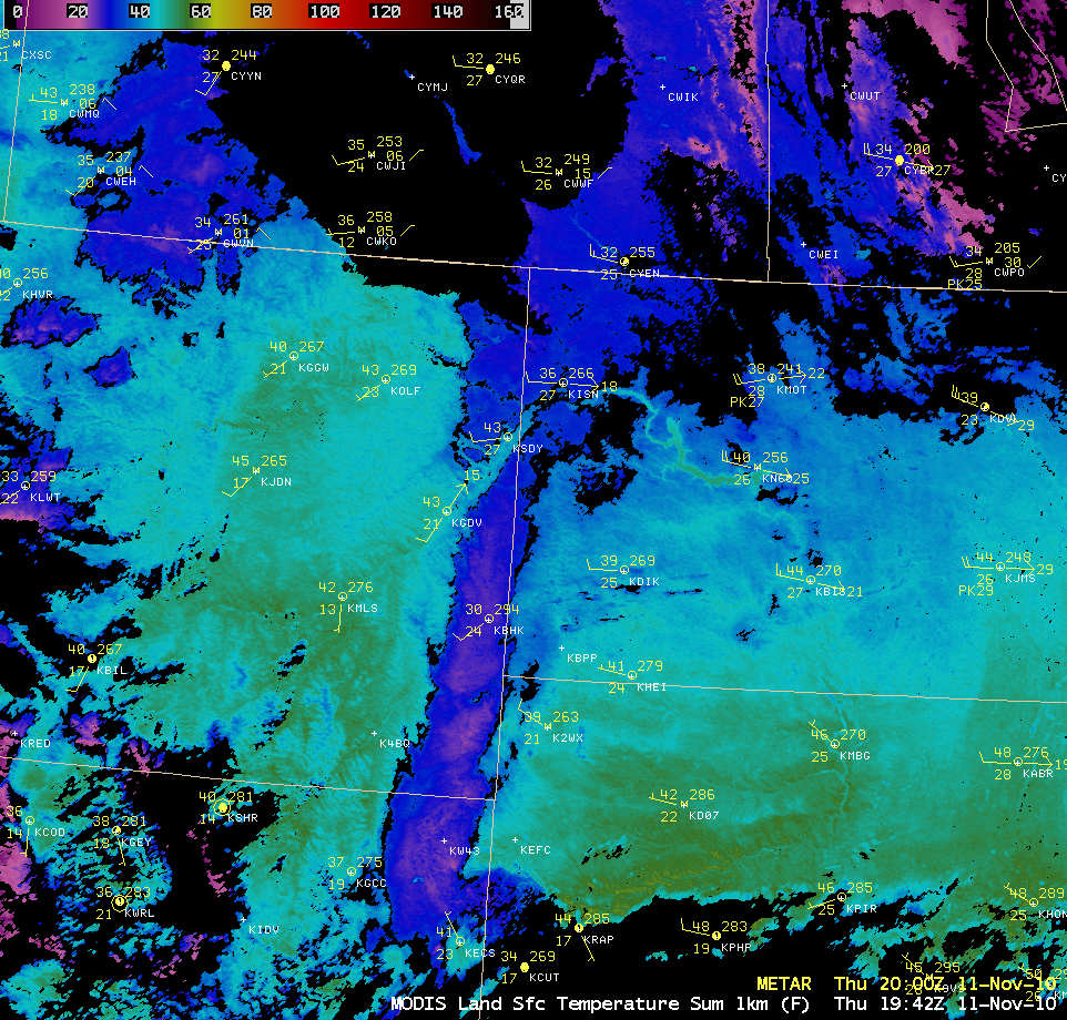 MODIS Land Surface Temperature product + surface METAR reports