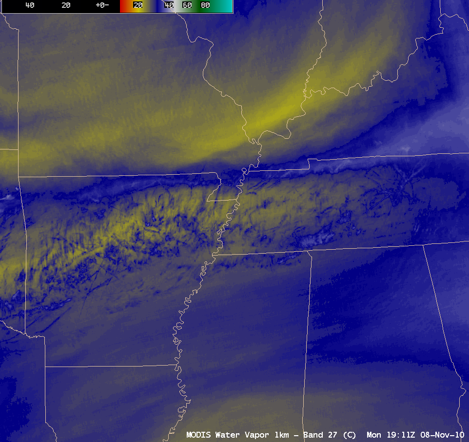 MODIS 6.7 Âµm "water vapor channel" image