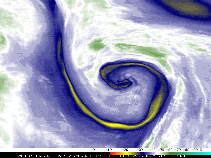 GOES-11 6.7 Âµm water vapor channel images (click image to play animation)