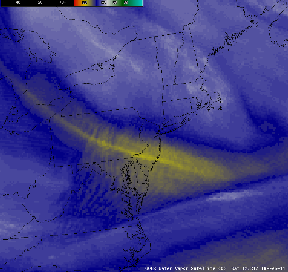 GOES-13 6.5 Âµm water vapor channel imagery (click image to play animation)