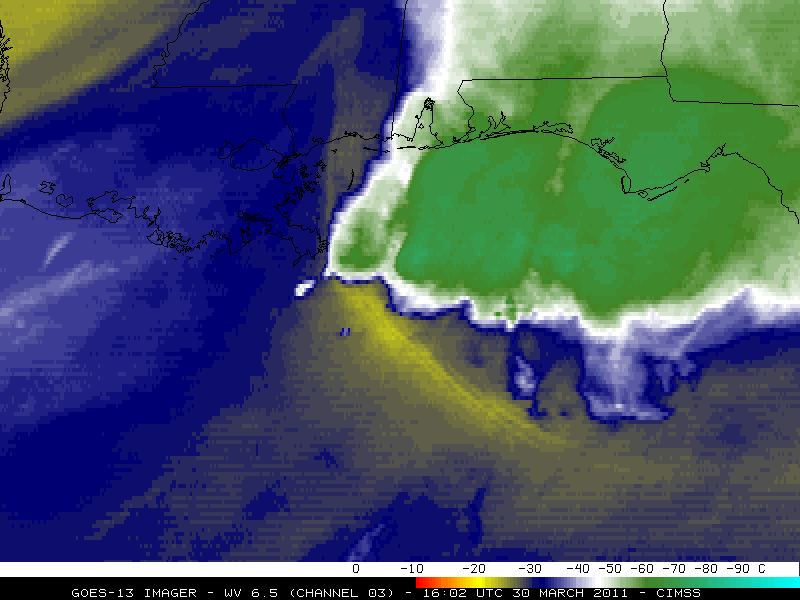 GOES-13 6.5 Âµm water vapor images (click image to play animation)