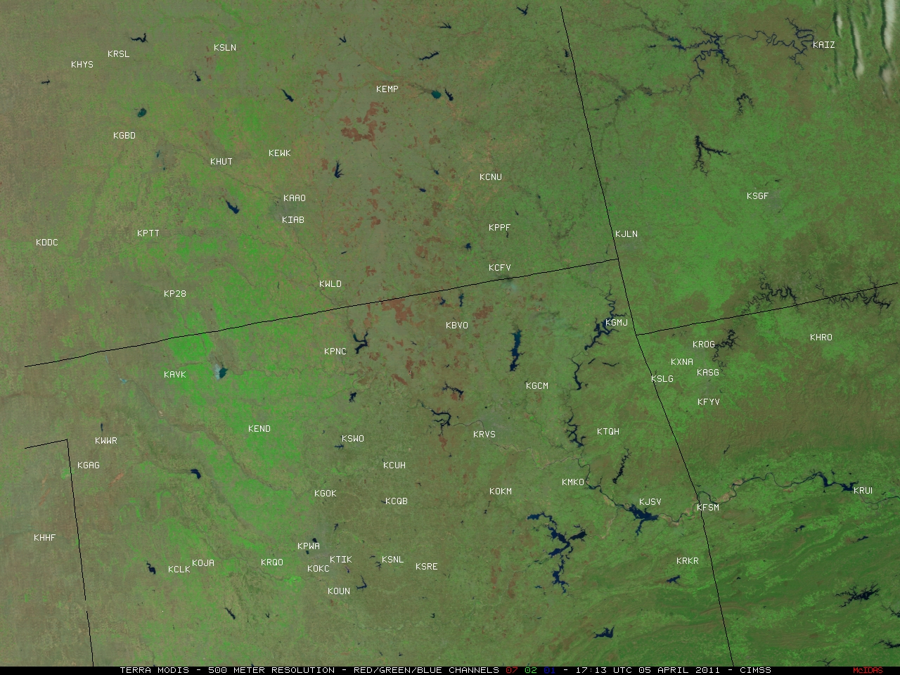 MODIS Red/Green/Blue (RGB) image, created using Bands 07/02/01