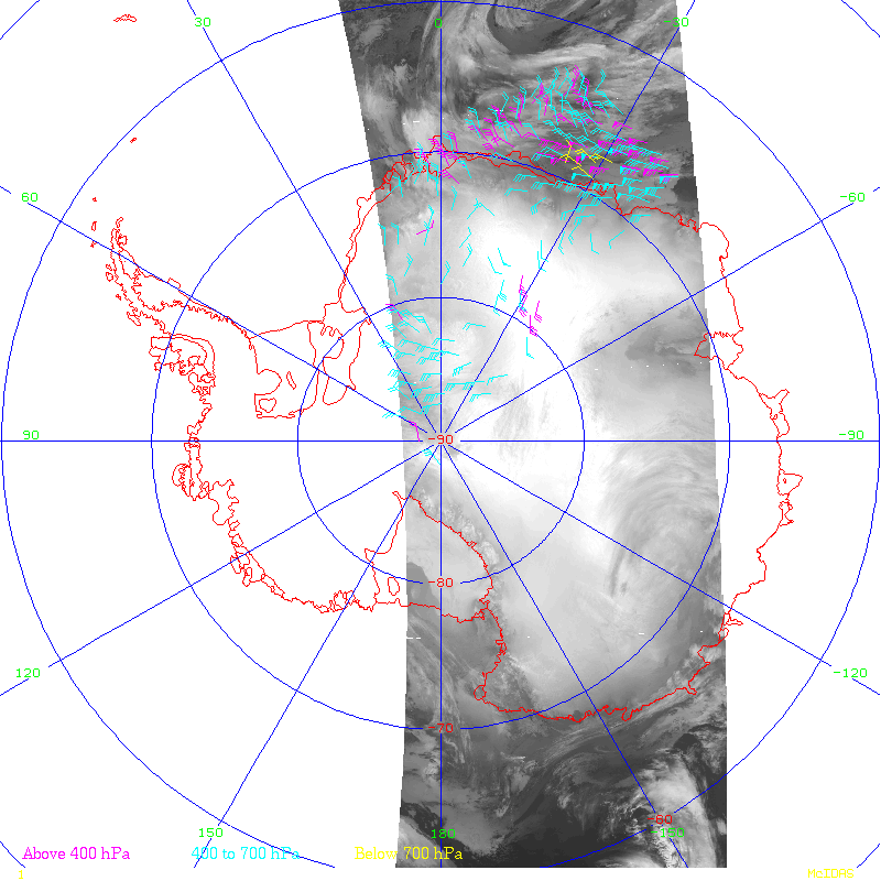 MODIS IR image atmospheric motion vectors over the Antarctic region