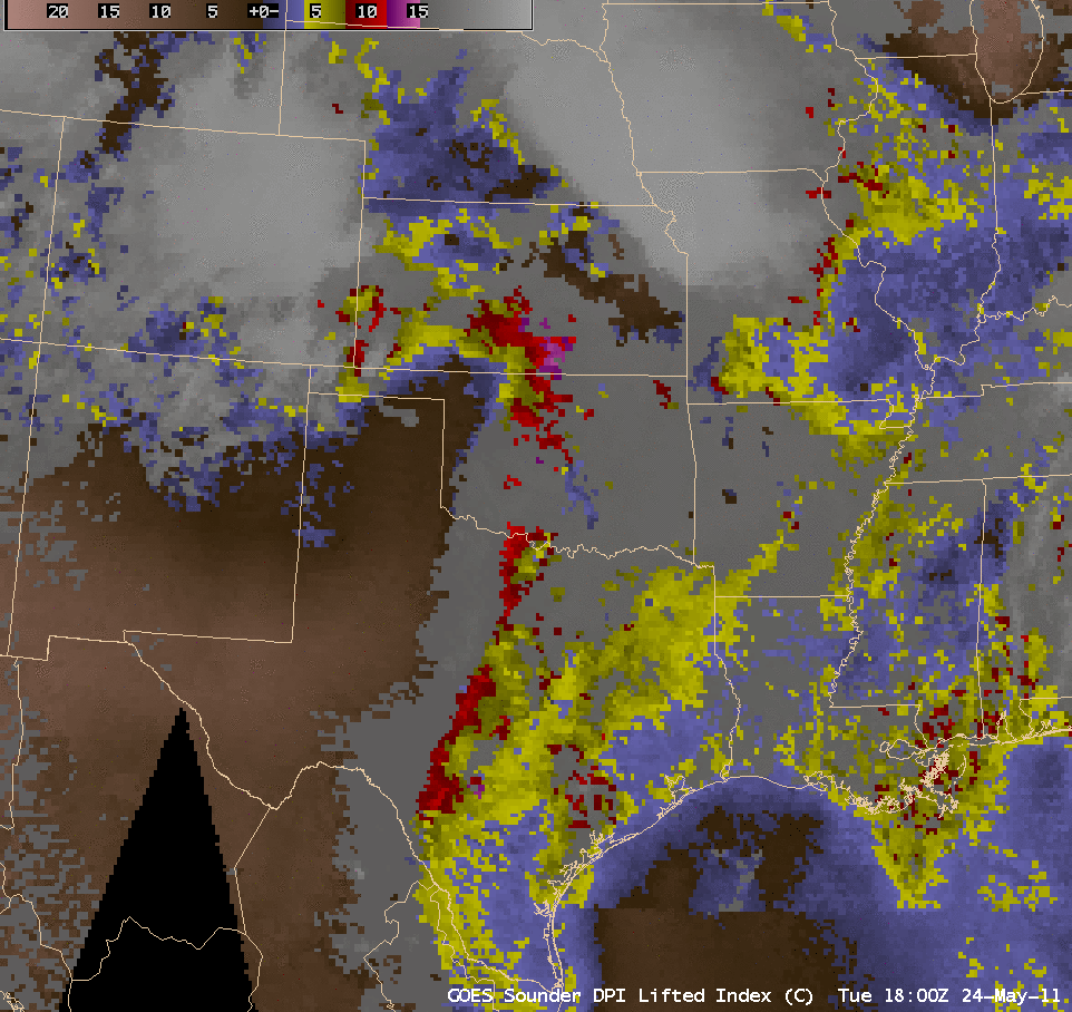 GOES-13 sounder Lifted Index derived product images