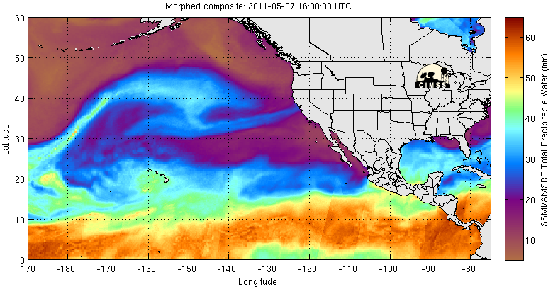 MIMIC TPW over the eastern Pacific Ocean