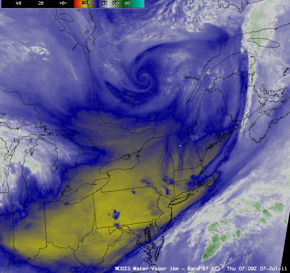 MODIS 6.7 Âµm and GOES-13 6.5 Âµm water vapor channel images