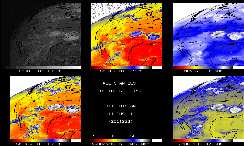 GOES-13 imager data at 13:15 UTC on 11 August 2011