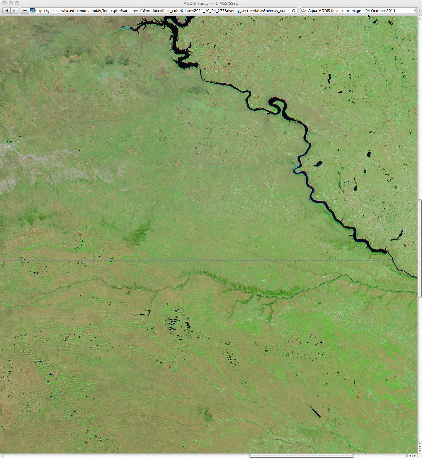 MODIS false-color RGB images from 04 October, 05 October, and 07 October 2011
