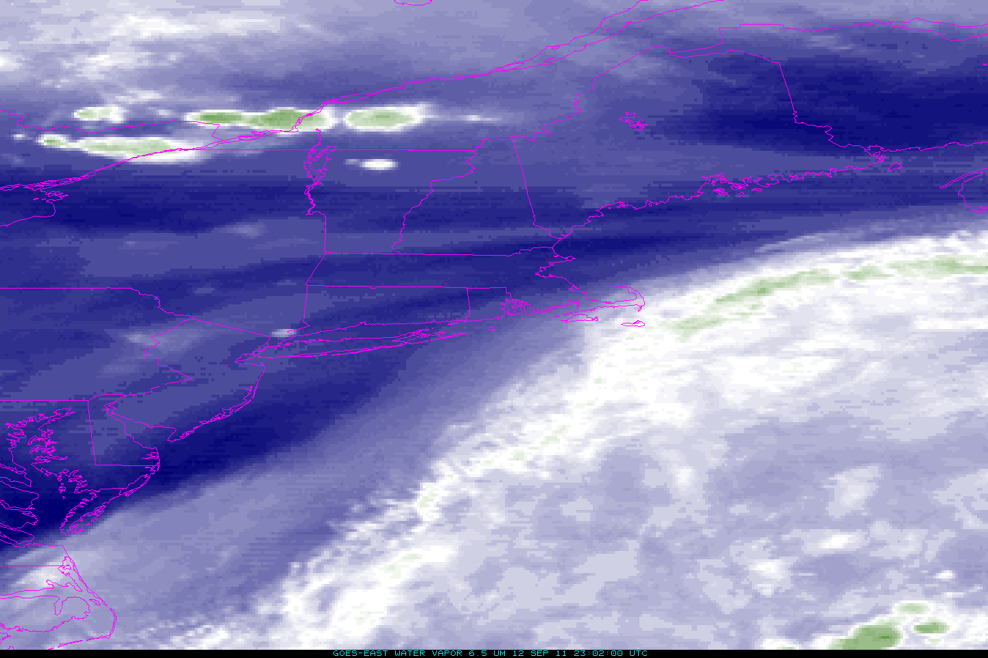 GOES-13 6.5 Âµm water vapor channel images (click image to play rocking animation)