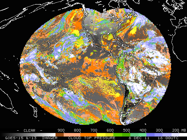 GOES-15 + GOES-13 Cloud Top Pressure product
