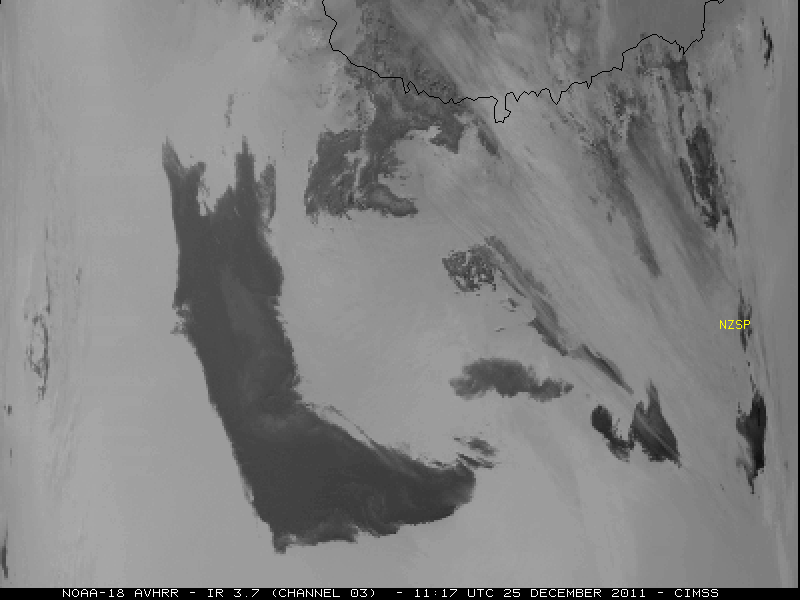 NOAA-18 AVHRR 3.7 Âµm shortwave IR image