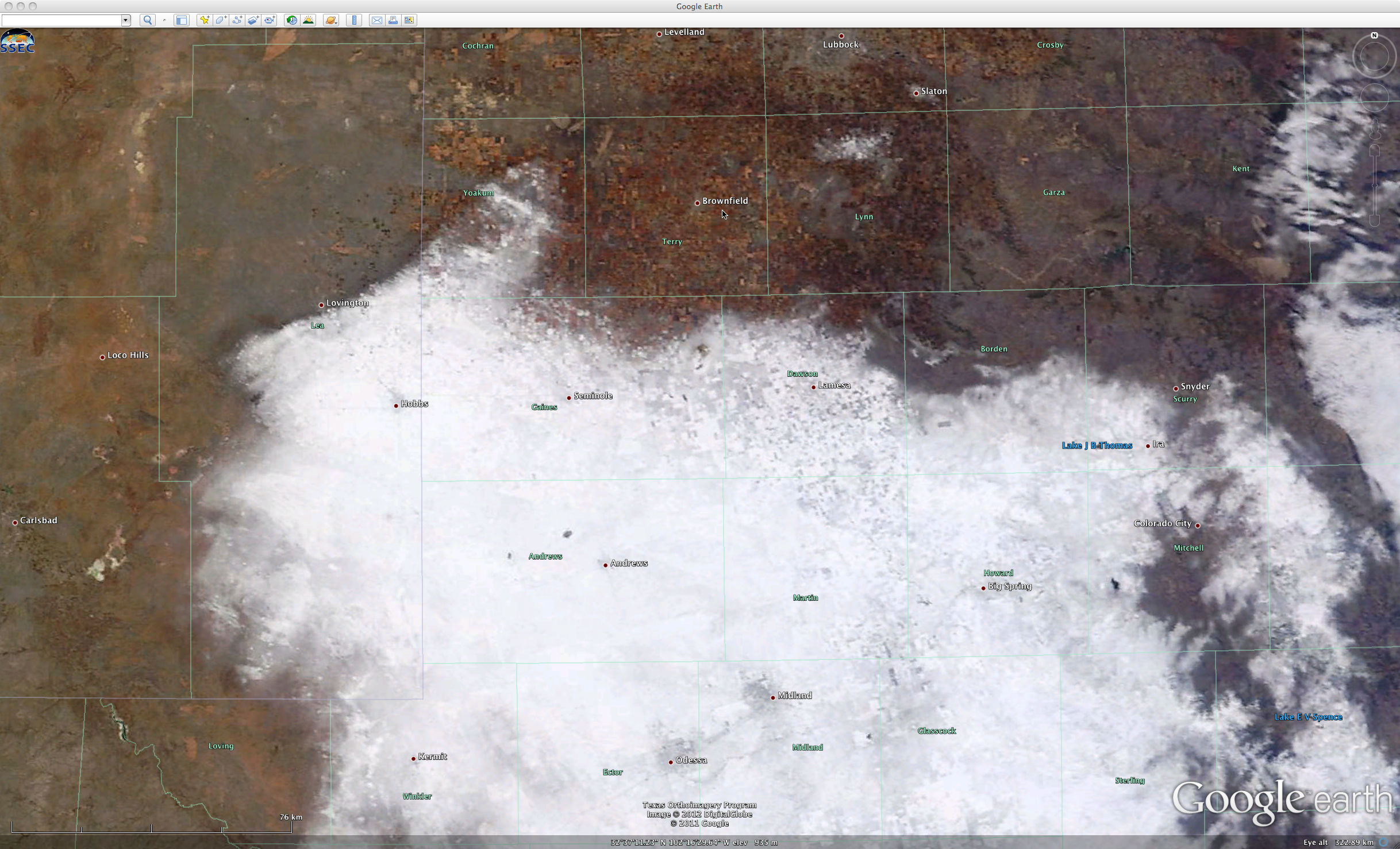 MODIS true color image (viewed using Google Earth)