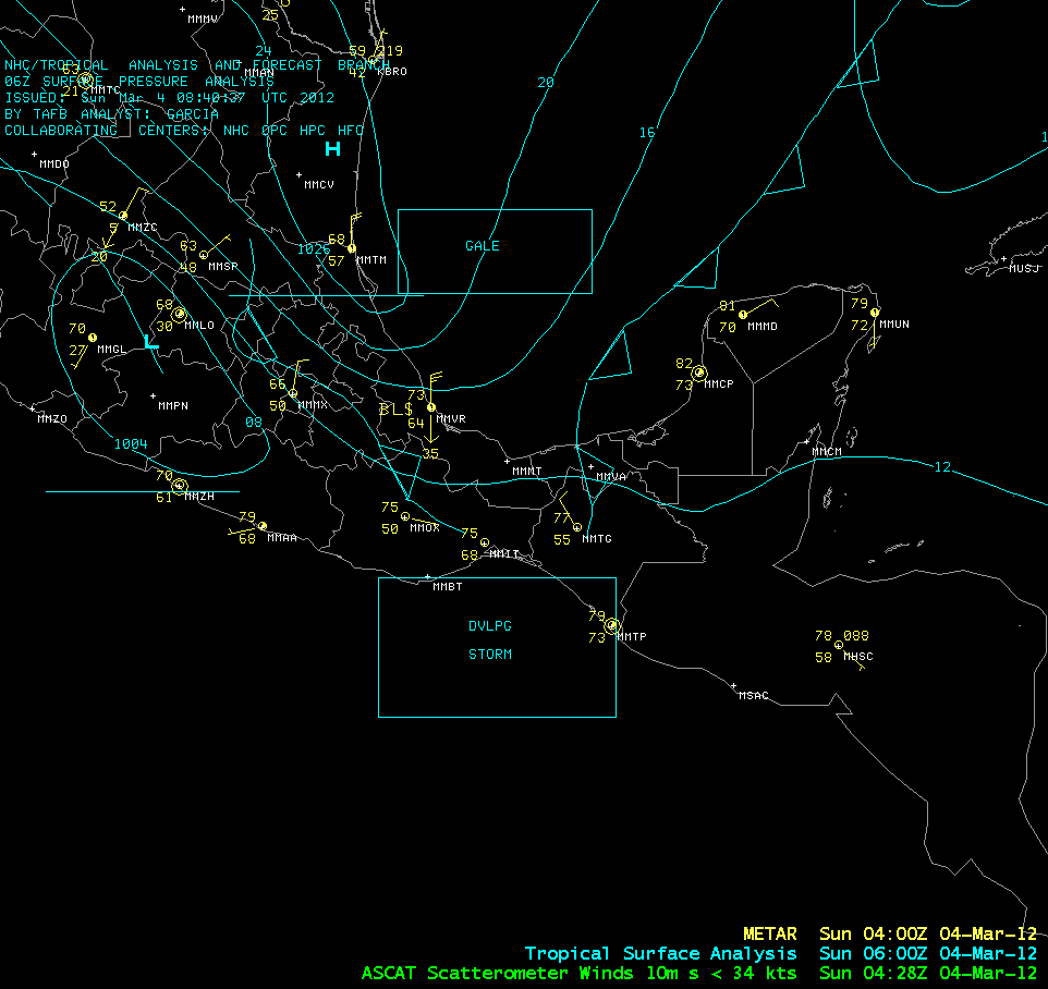 METAR surface reports + tropical surface analyses + ASCAT scatterometer winds
