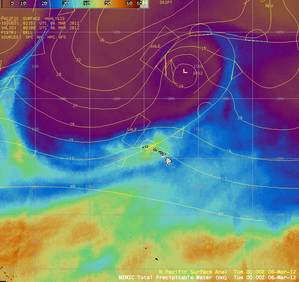 MIMIC Total Precipitable Water product + Surface analyses