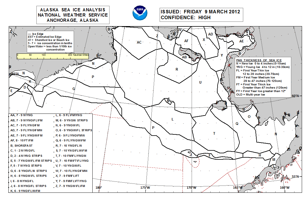 National Weather Service Sea Ice Analysis chart
