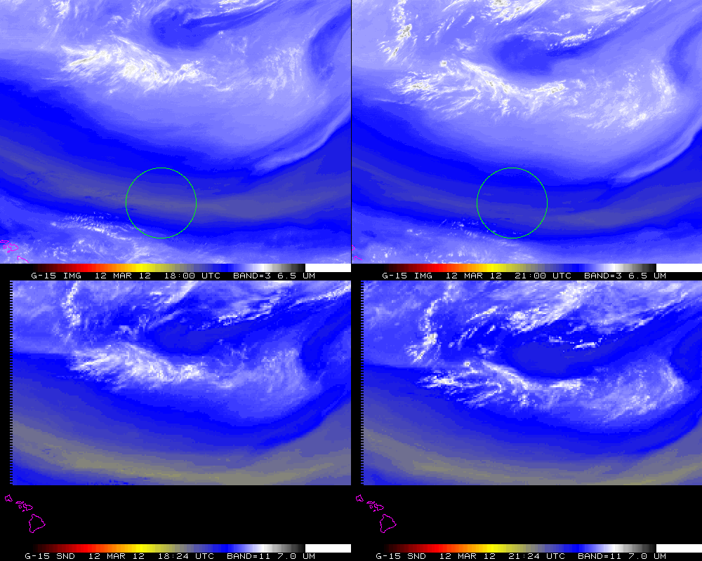 Color-enhanced GOES-15 Imager and Sounder Water Vapor Imagery