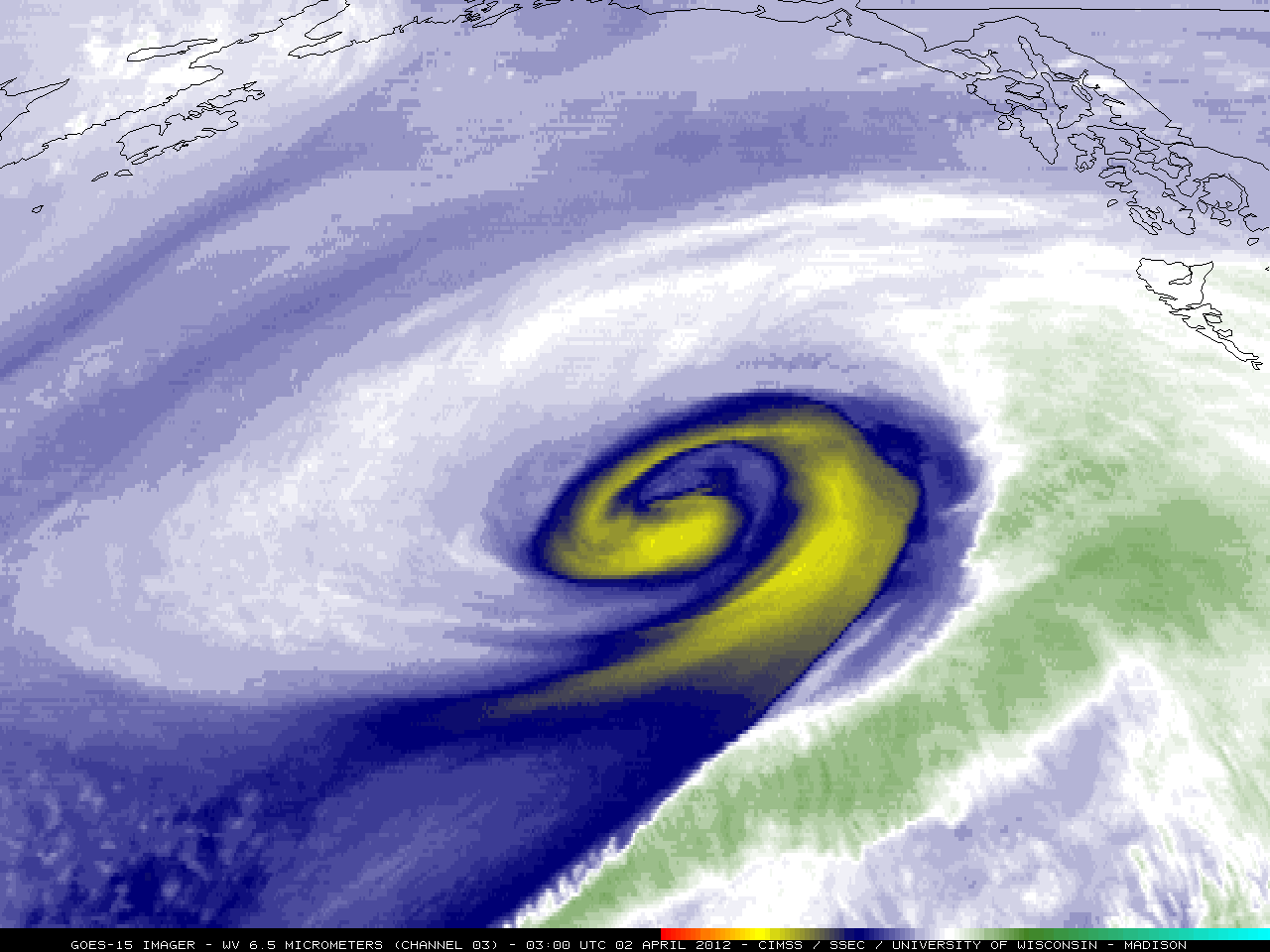 GOES-15 6.5 Âµm water vapor channel images (click image to play animation)