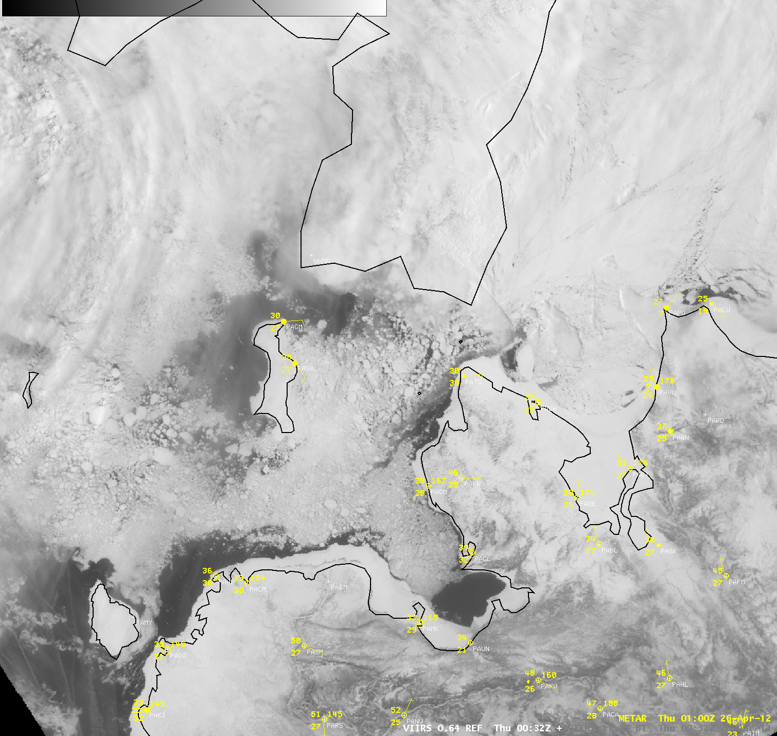 Suomi NPP VIIRS 0.64 Âµm visible and 1.61 Âµm near-IR images (Alaska and Bering Sea)