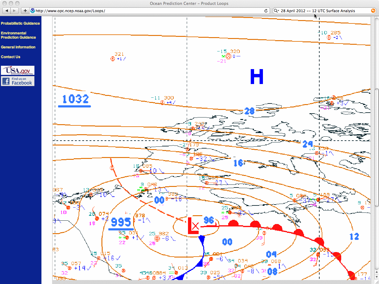 12 UTC and 18 UTC surface analyses (NOAA/NCEP/OPC)