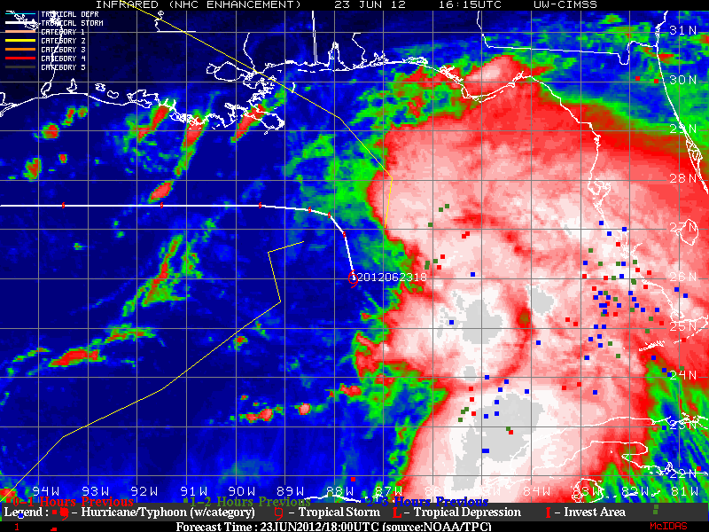 GOES-13 10.7 Âµm IR images + Tropical Overshooting Tops