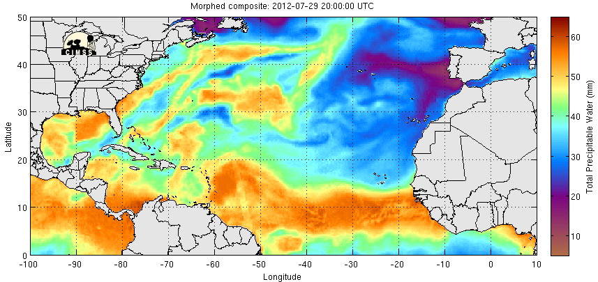 Morphed Total Precipitable Water over the north Atlantic Basin