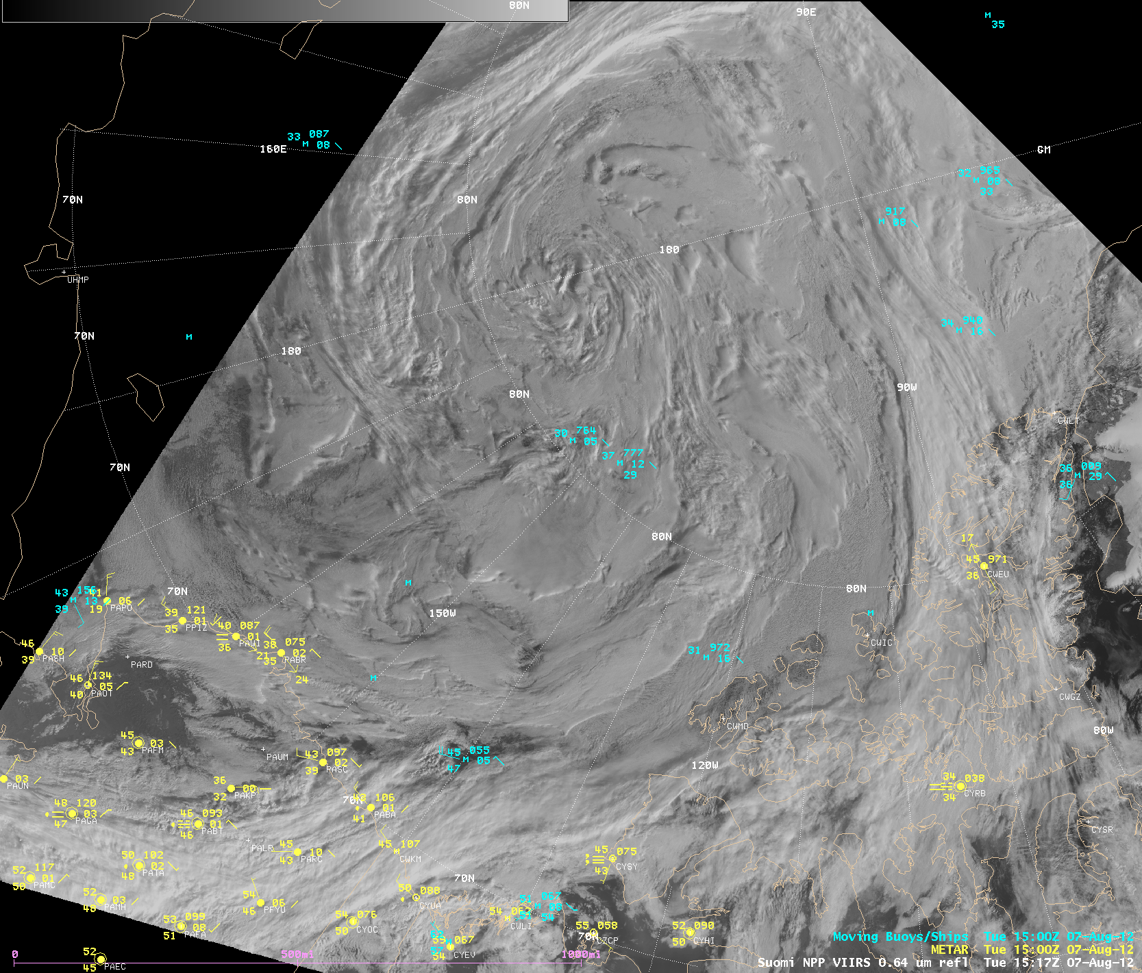 Suomi NPP VIIRS 0.64 Âµm visible channel images (click image to play animation)