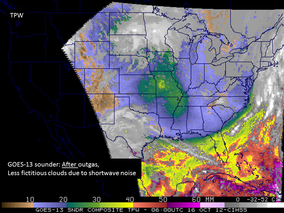 Total Precipitable Water derived from the GOES-13 Sounder