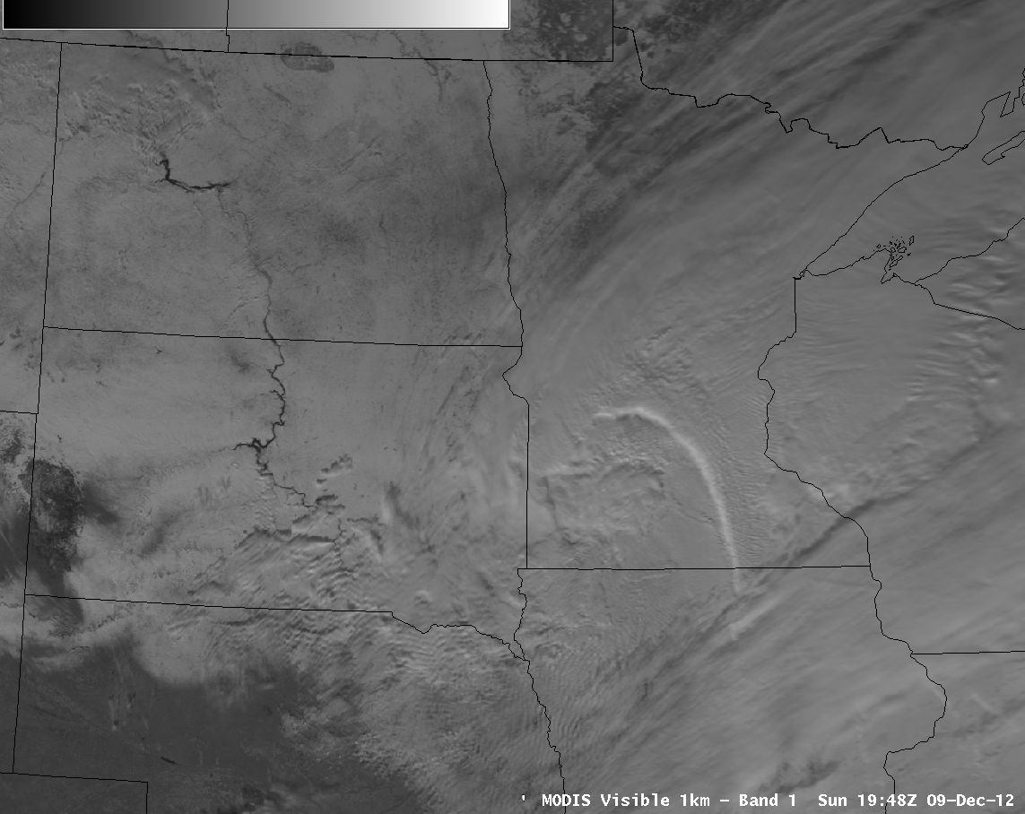 MODIS 0.65 Âµm visible, 11.0 Âµm IR, and 6.7 Âµm water vapor channel images