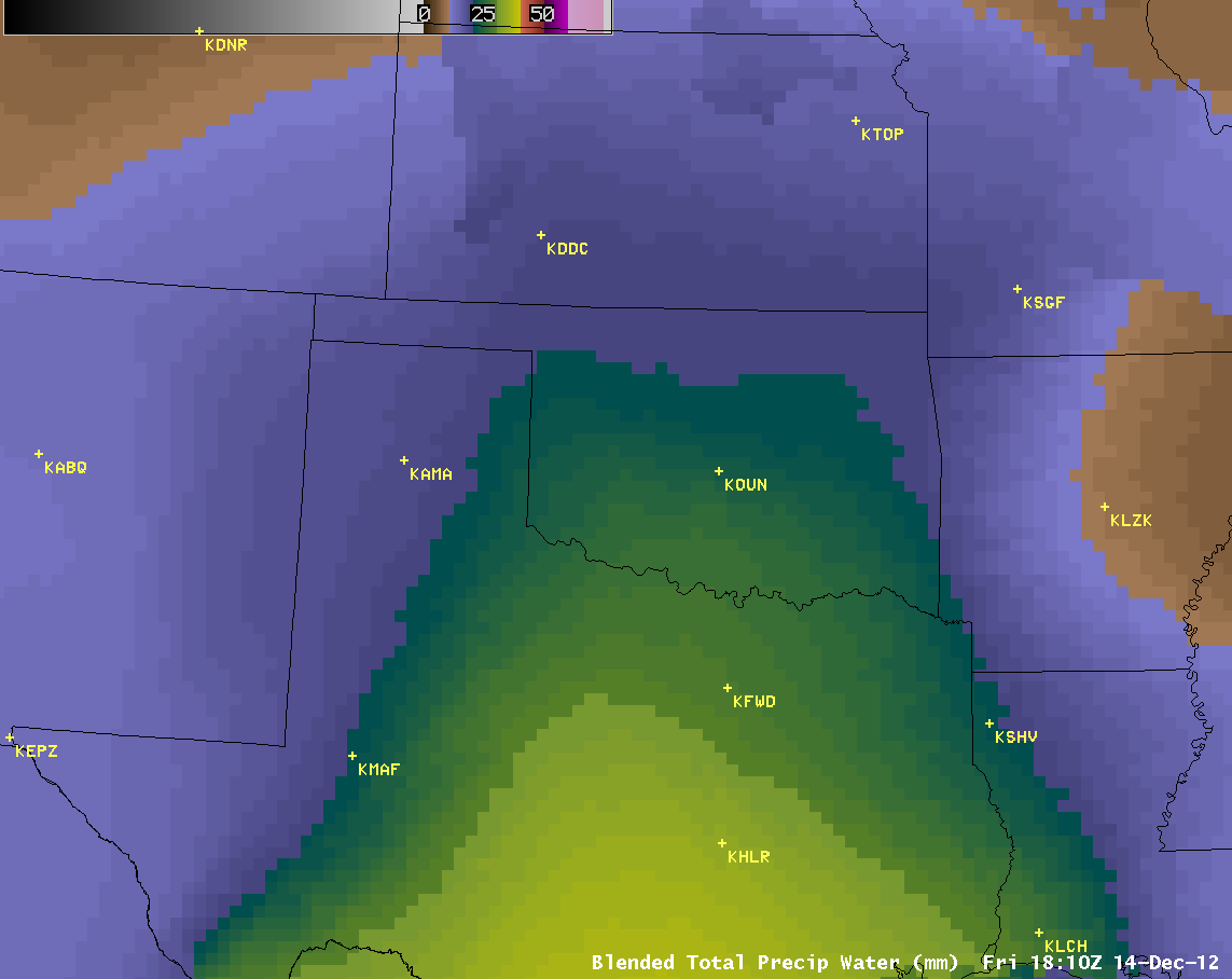 Blended Total Precipitable Water product (click image to play animation)