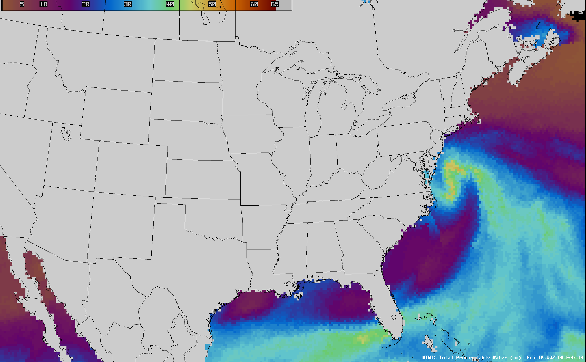 MIMIC Total Precipitable Water product (click image to play animation)