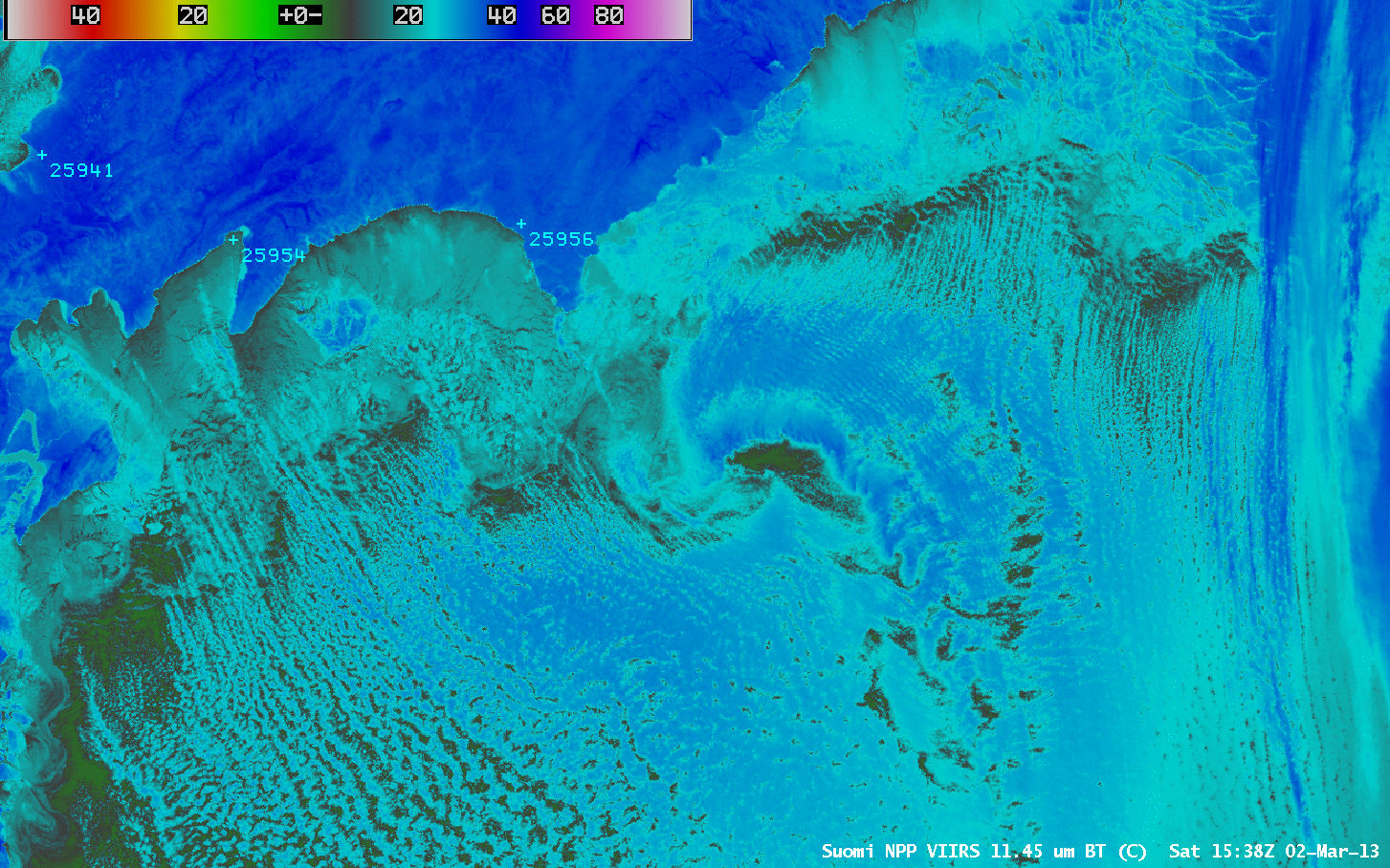 Suomi NPP VIIRS 11.45 Âµm IR channel images