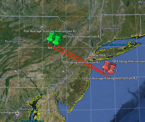 Estimated path of the March 22, 2013 fireball (Courtesy the American Meteor Society)