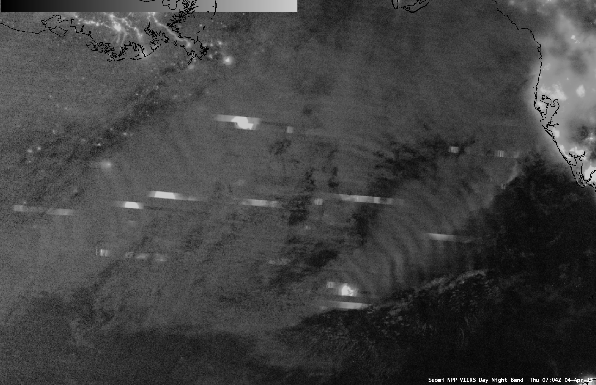 Suomi NPP VIIRS 0.7 Âµm Day/Night Band and 11.45 Âµm IR channel images