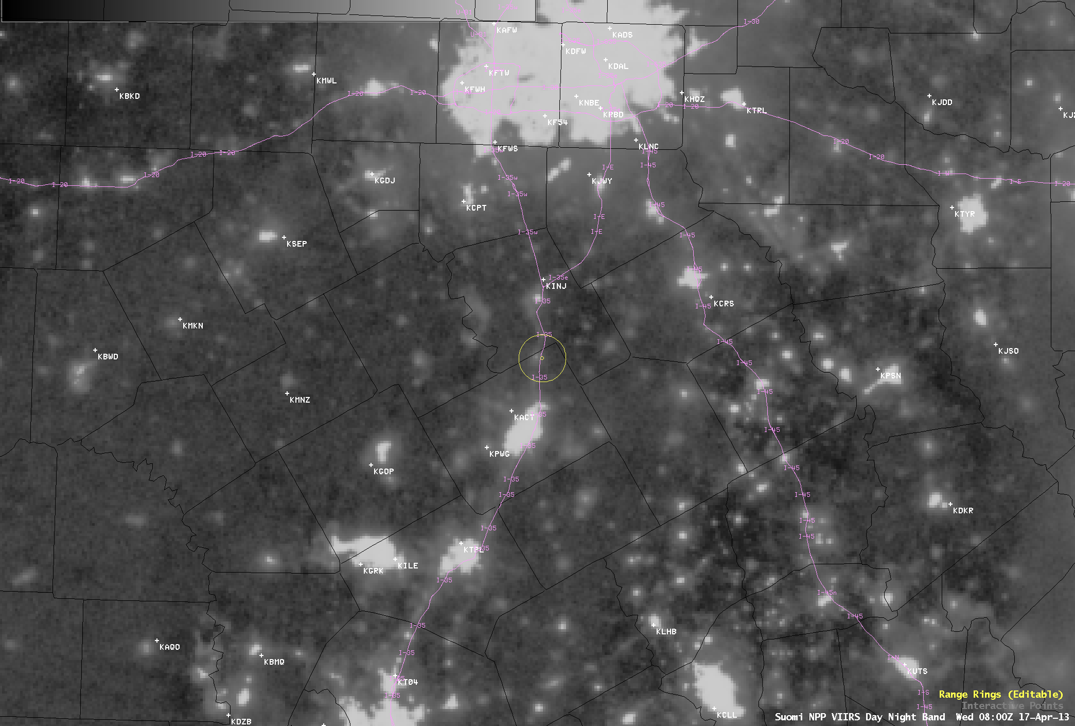 Night-time Suomi NPP VIIRS Day/Night Band images on 17 April and 18 April