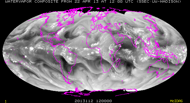 Global composite of water vapor imagery (click image for most recent animation)