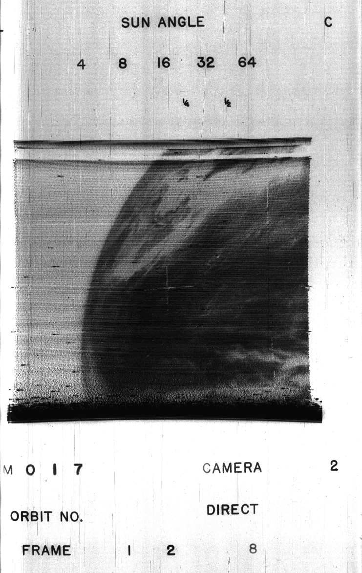 The actual first TIROS-1 image (taken on 01 April 1960)