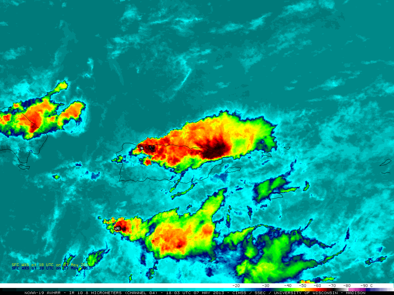 NOAA-19 AVHRR 10.8 Âµm IR channel image