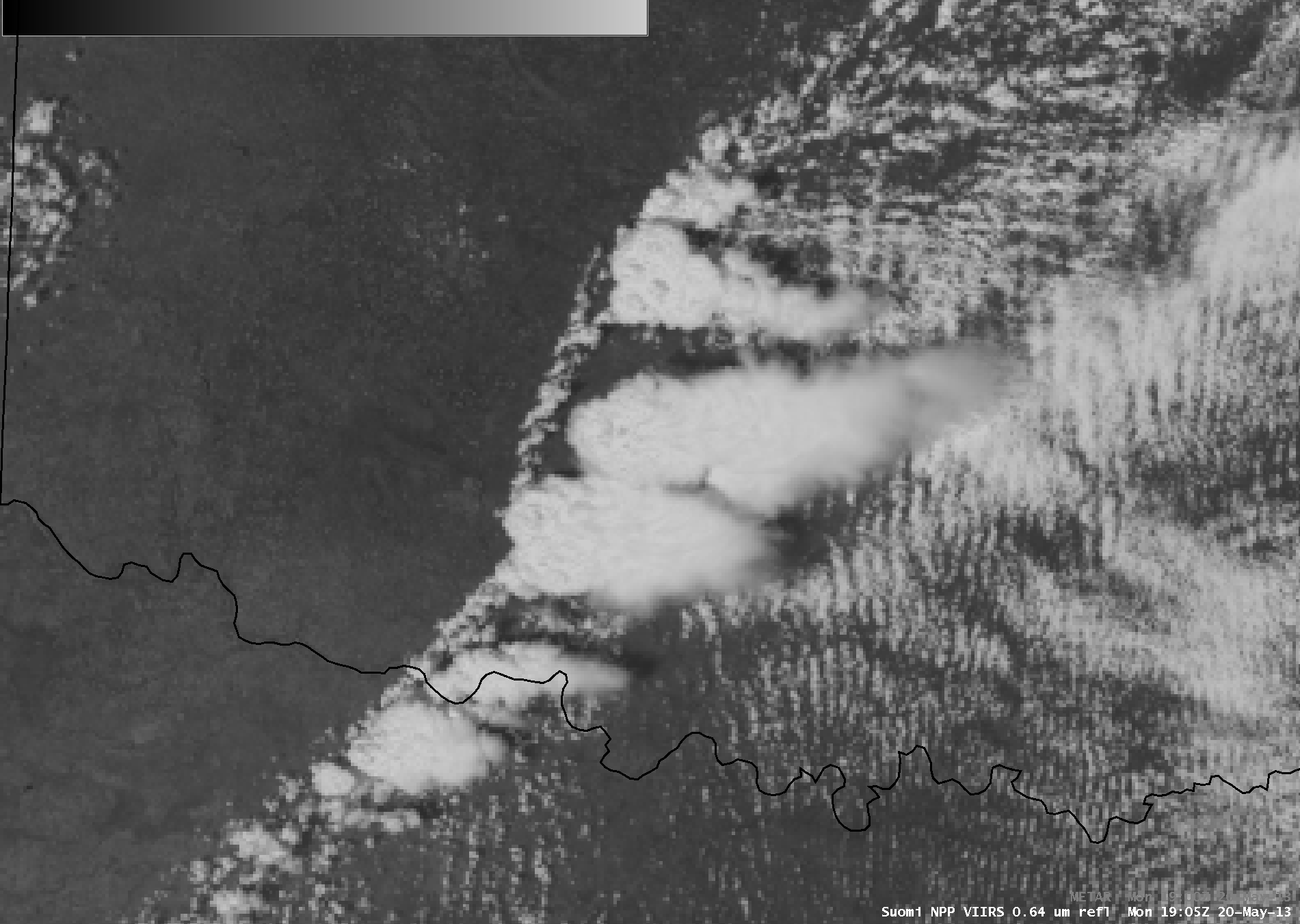 Suomi NPP VIIRS 0.64 Âµm visible channel and 11.45 Âµm IR channel images