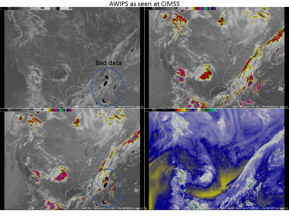 GOES-13 imagery from infrared channels (click image to enlarge)