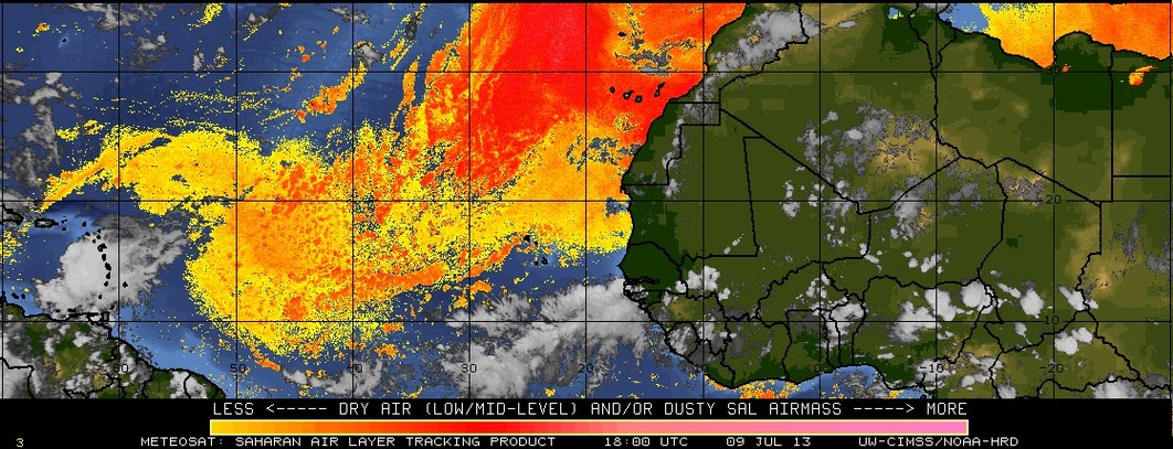 Saharan-Air Layer Analysis, Tropical Atlantic, 1800 UTC 9 July 2013