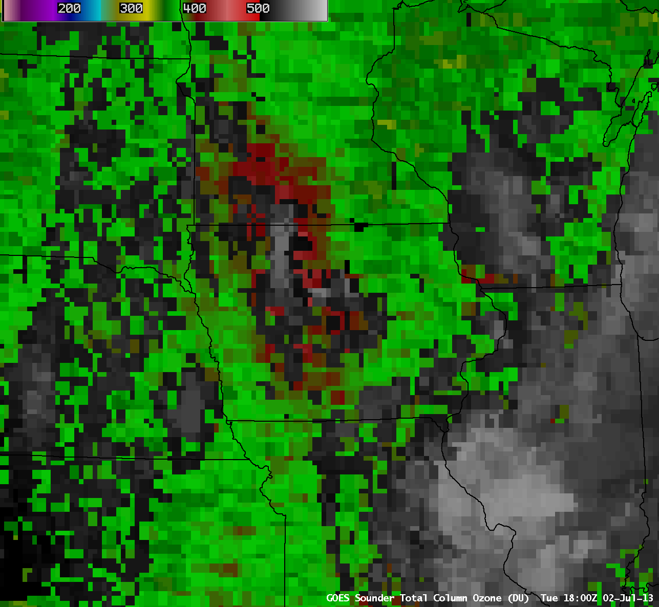 GOES-13 sounder Total Column Ozone product