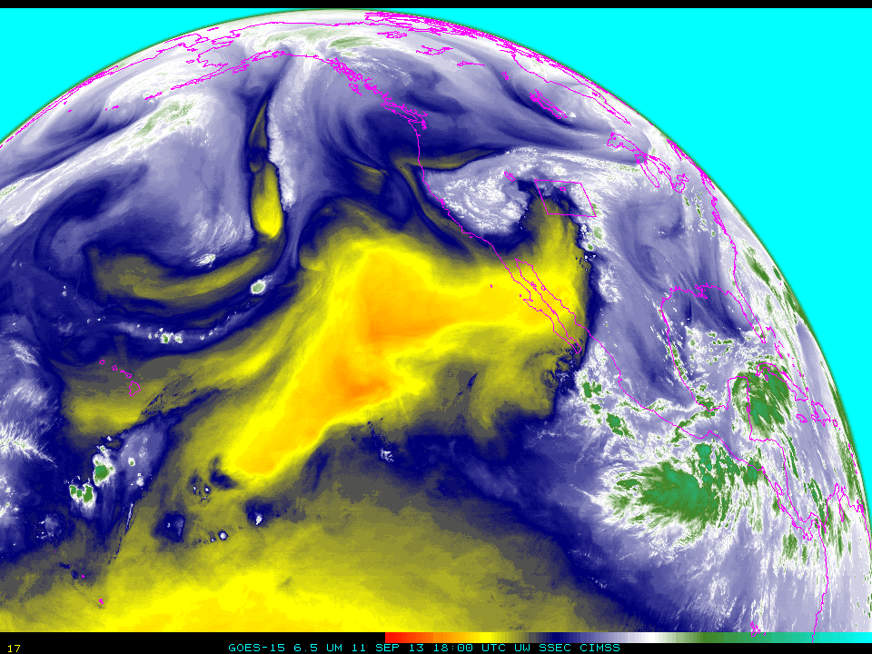 GOES-15 6.5 µm water vapor images, 5-16 September 2013 (click image to play animation)